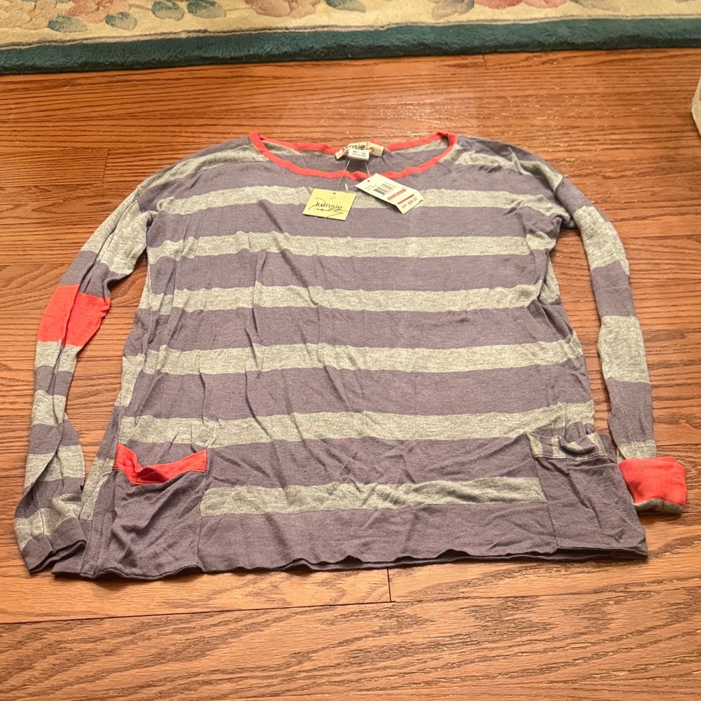 Striped Gray and Red Shirt